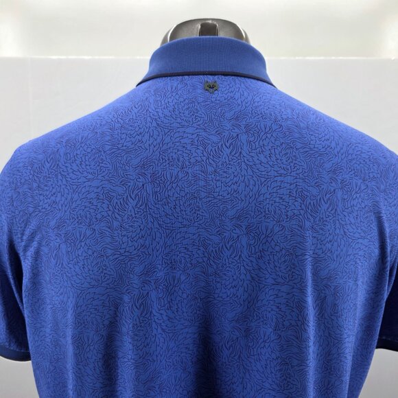 Greyson Shirt Mens Large Blue Golf Polo Wolf Print Performance Stretch Preppy - Picture 11 of 14